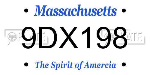 9DX198 Massachusetts License Plate