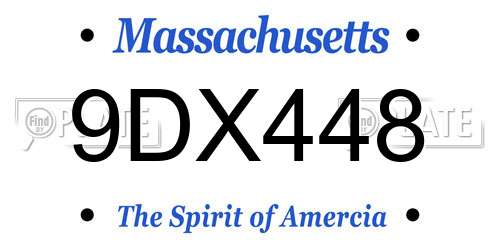 9DX448 Massachusetts License Plate