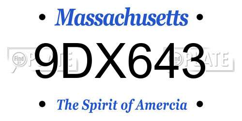 9DX643 Massachusetts License Plate