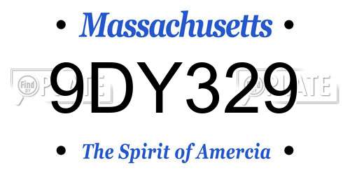 9DY329 Massachusetts License Plate