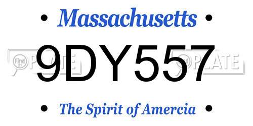 9DY557 Massachusetts License Plate