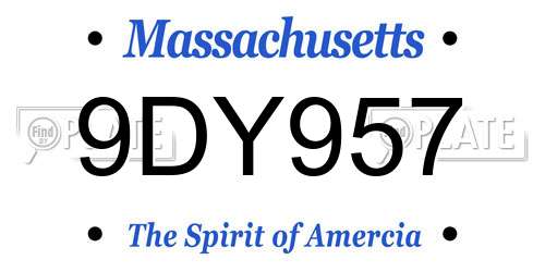 9DY957 Massachusetts License Plate