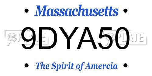 9DYA50 Massachusetts License Plate