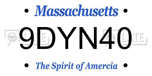 9DYN40 Massachusetts License Plate