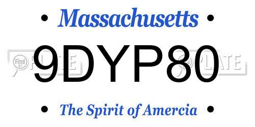 9DYP80 Massachusetts License Plate