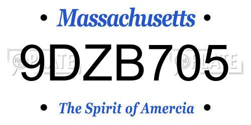 9DZB705 Massachusetts License Plate