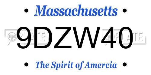 9DZW40 Massachusetts License Plate