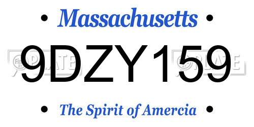 9DZY159 Massachusetts License Plate