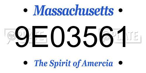 9E03561 Massachusetts License Plate