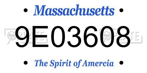 9E03608 Massachusetts License Plate