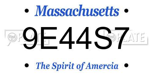 9E44S7 Massachusetts License Plate