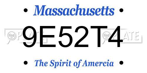 9E52T4 Massachusetts License Plate