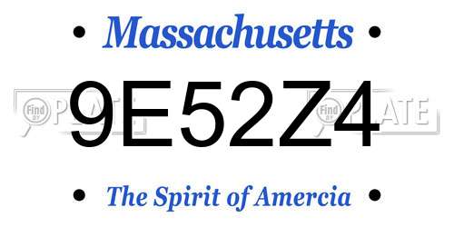 9E52Z4 Massachusetts License Plate
