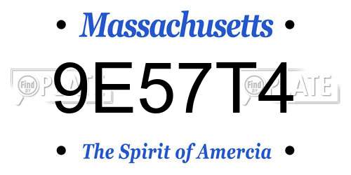 9E57T4 Massachusetts License Plate