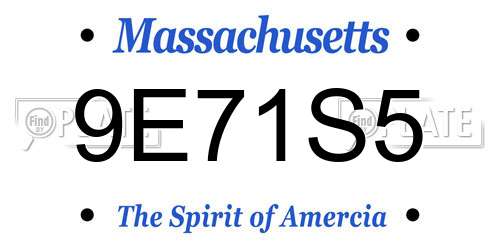 9E71S5 Massachusetts License Plate