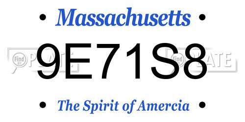 9E71S8 Massachusetts License Plate