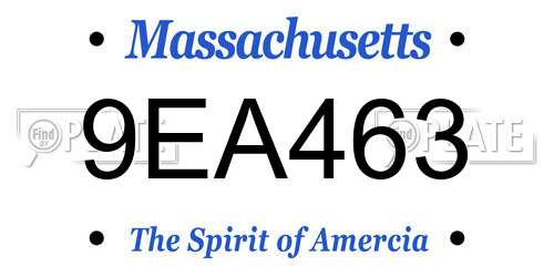 9EA463 Massachusetts License Plate
