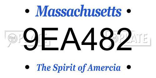 9EA482 Massachusetts License Plate