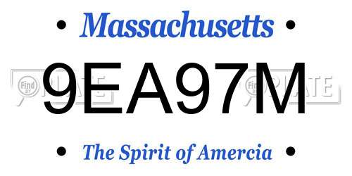 9EA97M Massachusetts License Plate