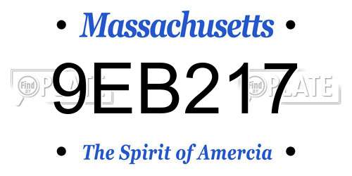 9EB217 Massachusetts License Plate