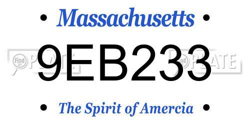9EB233 Massachusetts License Plate