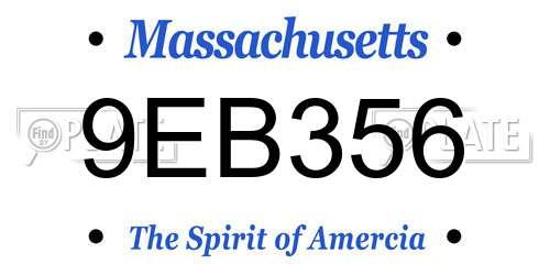 9EB356 Massachusetts License Plate