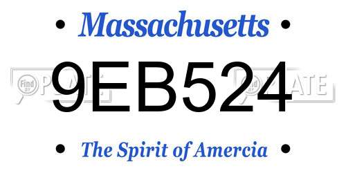 9EB524 Massachusetts License Plate