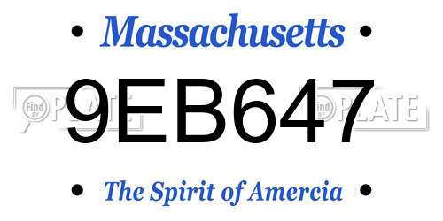 9EB647 Massachusetts License Plate