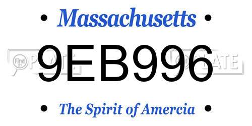 9EB996 Massachusetts License Plate