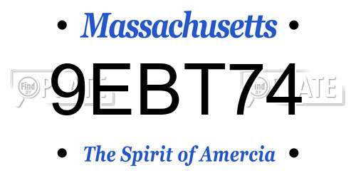 9EBT74 Massachusetts License Plate
