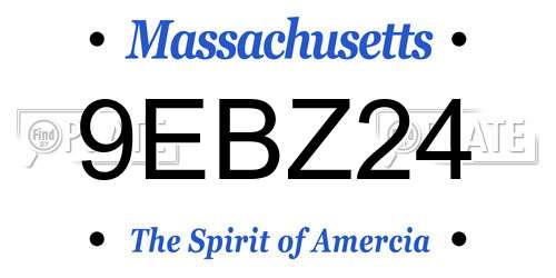 9EBZ24 Massachusetts License Plate