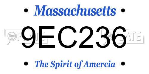 9EC236 Massachusetts License Plate
