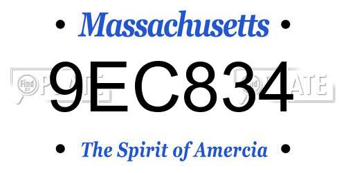 9EC834 Massachusetts License Plate