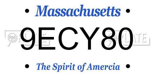 9ECY80 Massachusetts License Plate