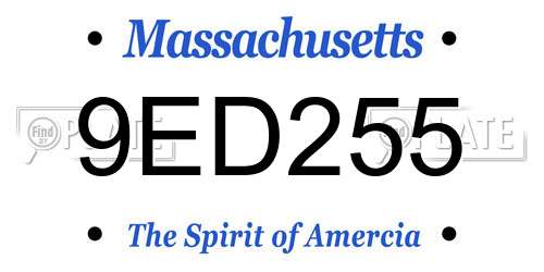 9ED255 Massachusetts License Plate