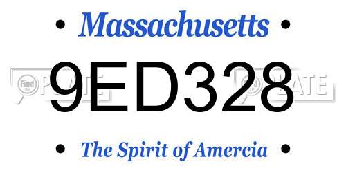 9ED328 Massachusetts License Plate