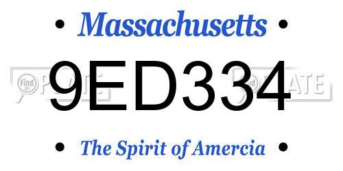 9ED334 Massachusetts License Plate