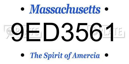 9ED3561 Massachusetts License Plate