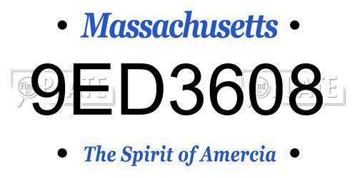 9ED3608 Massachusetts License Plate