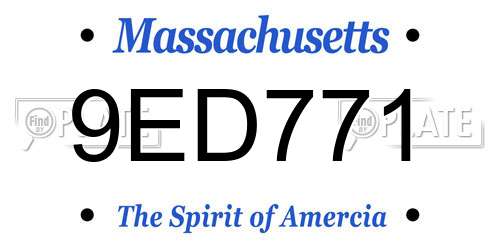 9ED771 Massachusetts License Plate