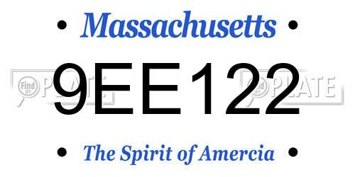 9EE122 Massachusetts License Plate