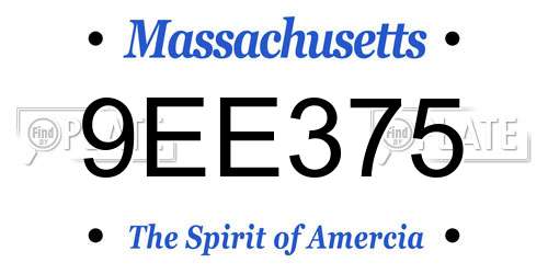 9EE375 Massachusetts License Plate