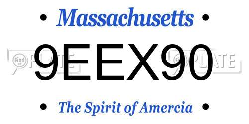 9EEX90 Massachusetts License Plate
