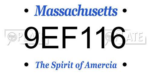 9EF116 Massachusetts License Plate