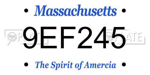 9EF245 Massachusetts License Plate