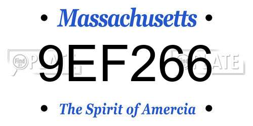 9EF266 Massachusetts License Plate