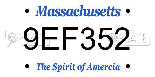 9EF352 Massachusetts License Plate