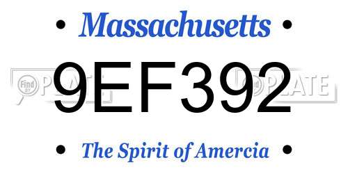 9EF392 Massachusetts License Plate