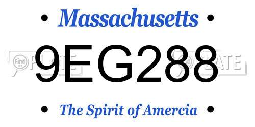 9EG288 Massachusetts License Plate