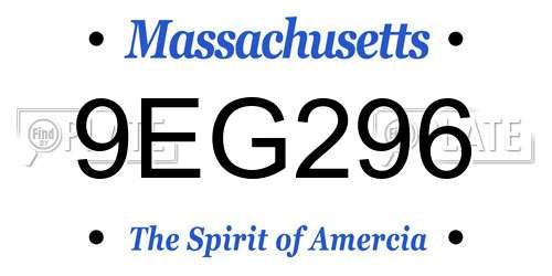 9EG296 Massachusetts License Plate
